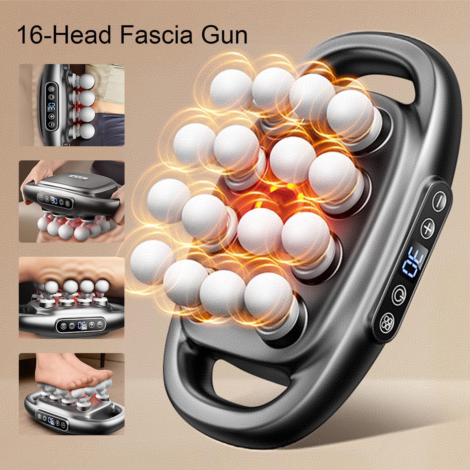 Massage Gun Deep Tissue - 16-Head Fascia Gun High-Frequency Vibration Body